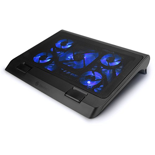 ENHANCE Support Refroidisseur PC Portable, Plaque de Refroidissement de 5 Ventilateurs avec LED Bleues et 2 Ports USB - Compatible avec Ordinateur Portable et Notebook de 19 Pouces - Dim: 40 x 32.4 cm
