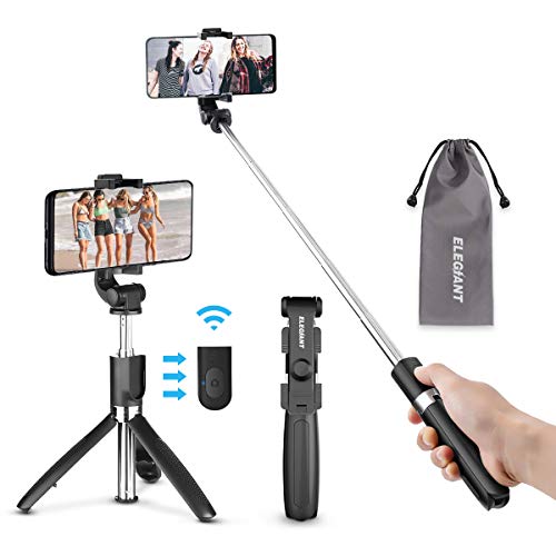 ELEGIANT Perche Selfie, Selfie Stick Bluetooth Trépied Bluetooth Bâton de Selfie Monopode Réglable Télescopique 3 en 1 Extensible de Poche 360° Rotation pour Iphone X 8 7 Samsung Sony Huawei
