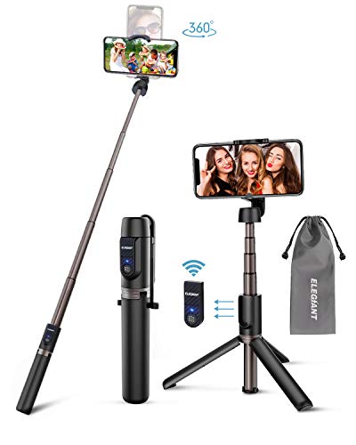 ELEGIANT Perche Selfie, Selfie Stick Bluetooth en Alliage d'Aluminium 3 en 1 Trépied Monopode avec Télécommande Bâton de Selfie Télescopique Support Téléphone pour iOS Android