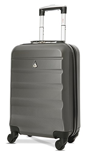 Aerolite ABS Bagage Cabine Bagage à Main Valise Rigide Légere à 4 roulettes, pour Ryanair, Easyjet, Air France, Lufthansa, Jet2 et Plus, Gris Foncé