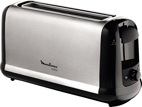Moulinex LS260800 Grille-Pain Toaster Subito Longue Fente Décongélation Réchauffage Thermostat Réglable Noir Inox 1000W