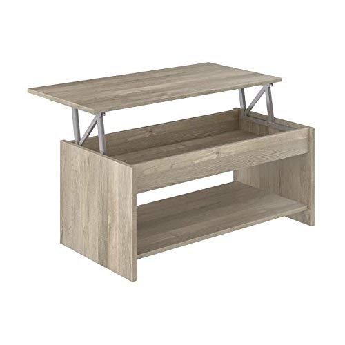 Marque Amazon - Movian - Table basse avec plateau relevable et petite étagère Aggol Modern, 50 x 100 x 44, Effet Chêne