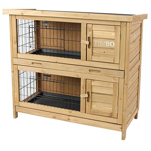Clapier EMMA à 2 étages - 92x45x81 cm - Cage pour les petits animaux, pour l'utilisation en plein air. La cage résistante aux intempéries et à deux étages, pour 2 lapins - Cage à lapin TIMBO