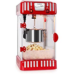 Klarstein Volcano - Machine à popcorn, Machine à maïs soufflé, Design rétro années 50, Mixer 300 W, temps de chauffe court, bol en acier inox, éclairage intérieur, 60 l/h, rouge