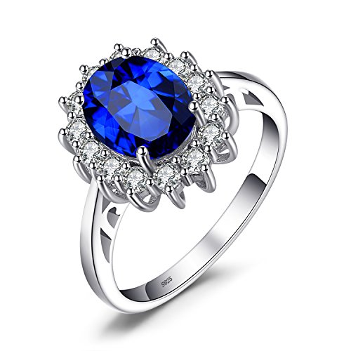 JewelryPalace Princesse Diana William Kate Middleton's 2.8 ct Bleu Saphir de Synthèse Bague de Fiançailles en Argent 925
