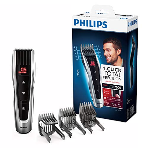 Philips HC7460/15 Tondeuse cheveux Series 7000 avec sabots motorisés,Gris/Noir
