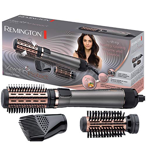Remington AS8810 Brosse Cheveux Keratin Protect Rotative, Soufflante, Chauffante, Volume , Soin Kératine et Huile d'Amande