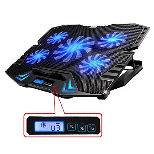 TopMate Refroidisseur Pour Ordinateur Portable Notebook Cooler Stand | 5 x Ventilateurs | 2 x USB | 10-15.6" POUCES | Noir